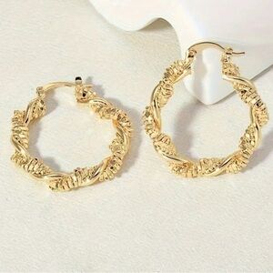 Gold 14k Gold Plated Twist Hoop Earrings